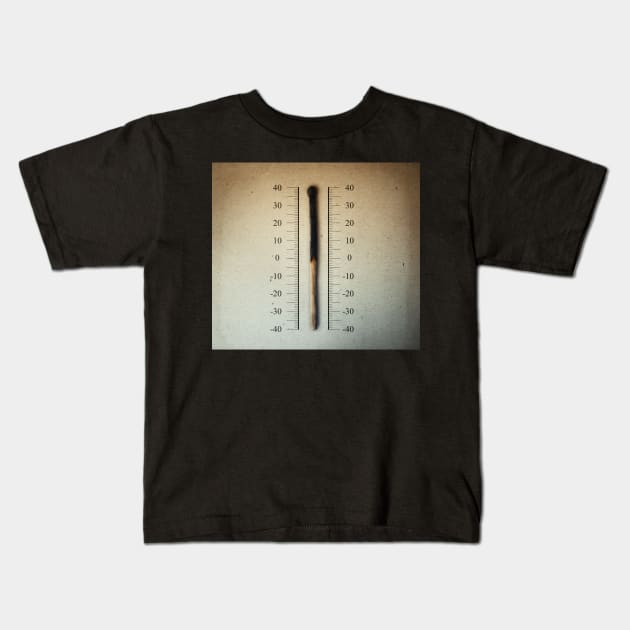 burnt match thermometer Kids T-Shirt by psychoshadow